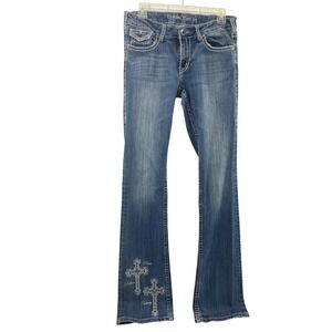 Cowgirl Tuff Co Midnight Bling Jeans Womens 30" W Bootcut Embroidered Blue Denim